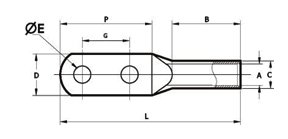 Copper 2 Hole Cable Lugs