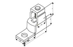 Copper one hole offset tongue terminal ends connectors
